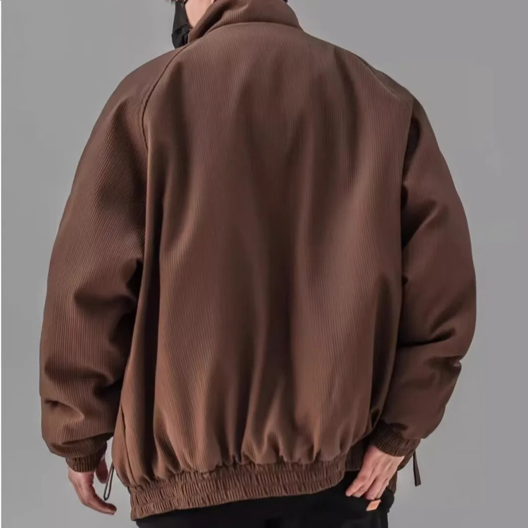 Spring Outfit Japanese Retro Unisex Loose Stand Up Collar Jacket Mens Autumn Trendy Coffee Baseball Jacket Mens Bomber Jackets 240911