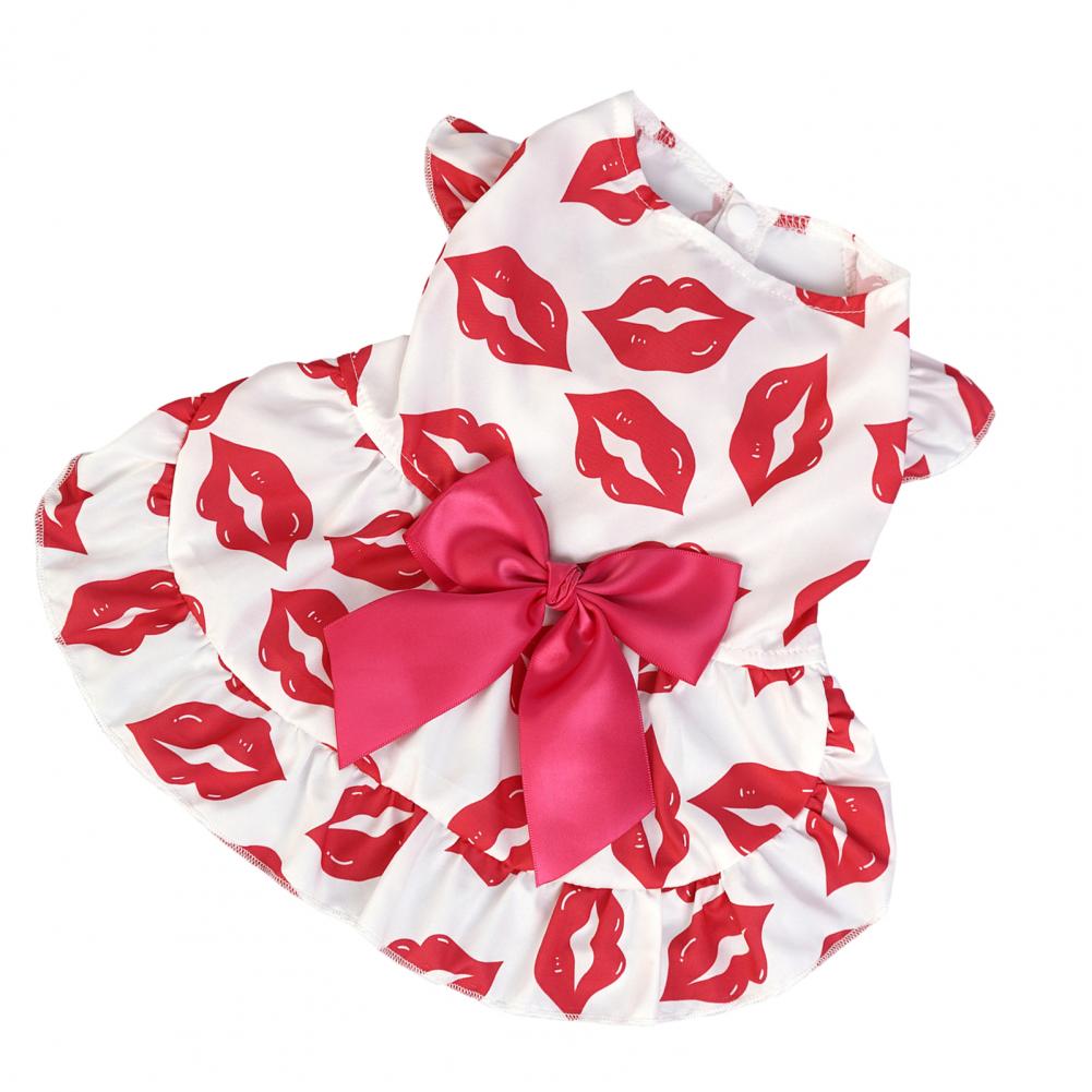 Pet Dress with Bow Decoration Charming Pet Dress Charming Bow Decoration Pet Dress Comfortable Cartoon Print Dog for Furry