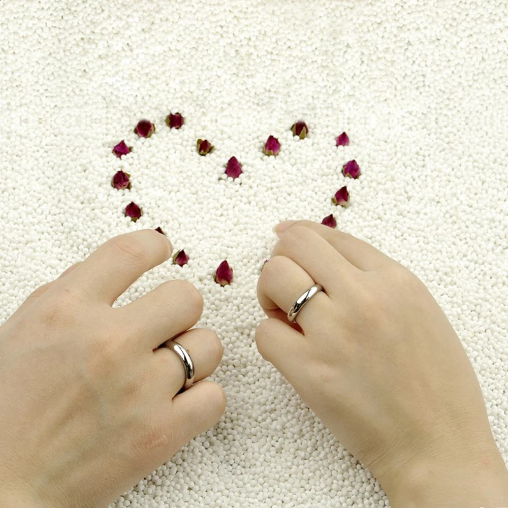 Fashionable couple ring 925 sterling silver smooth n ring Simple silver anniversary gift silver jewelry 240912