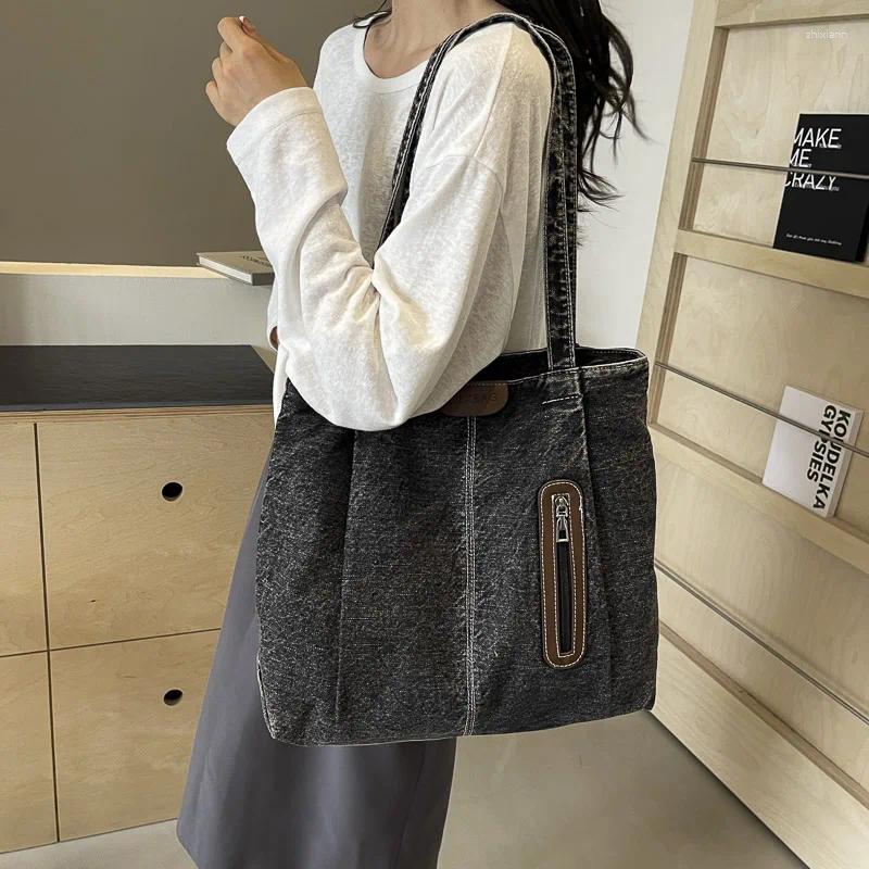 2025 NEW Totes Black Denim Women's Bag Jeans Handbag Canvas Shoulder Shopping Messenger Y2K Eco Korean Tote Chic Side zhanyishengli