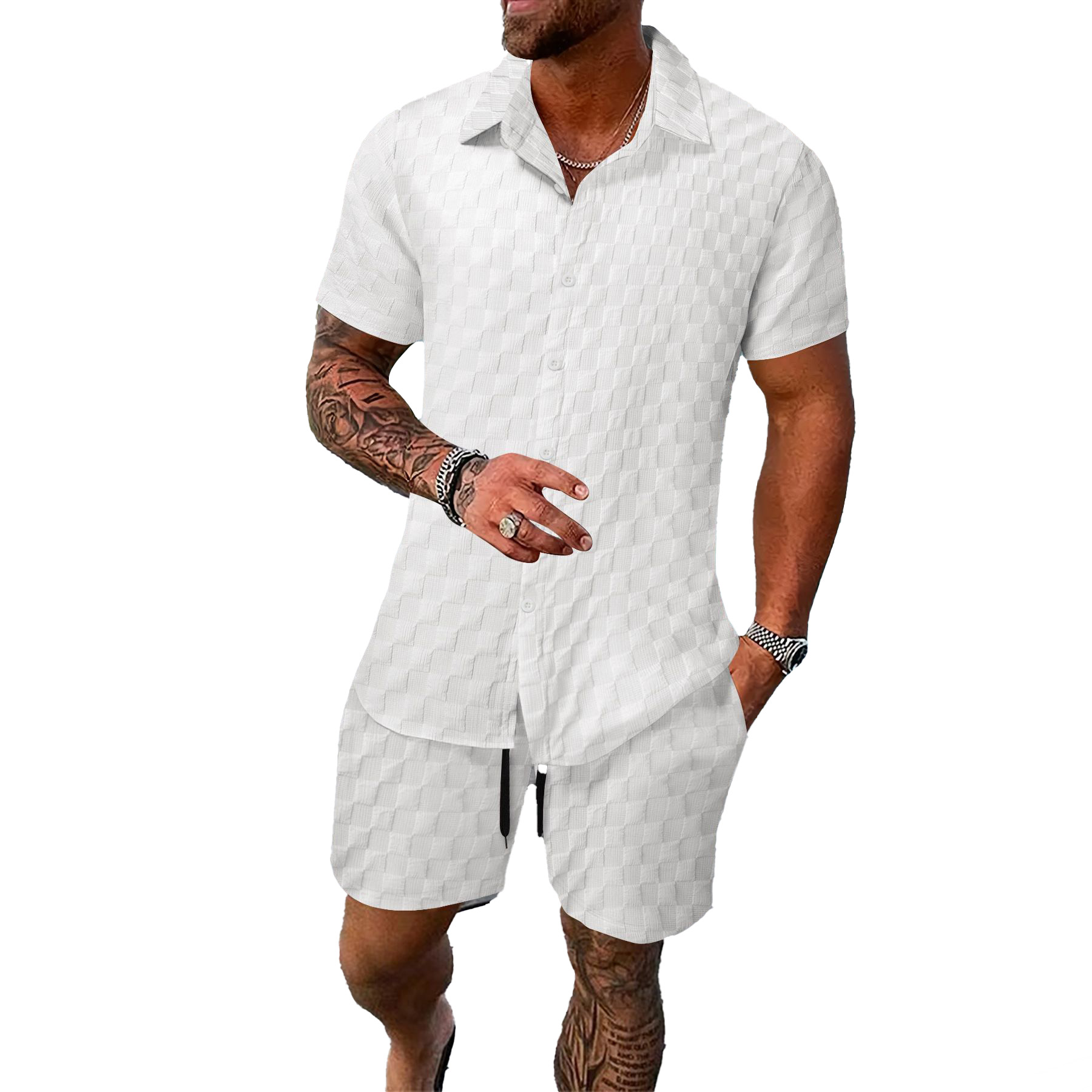 men Casual Dresses polo tracksuit shirts and shorts summer Classic vintage Checkered Plaid suits Fashion designer clothes Luxurious short sleeves trac