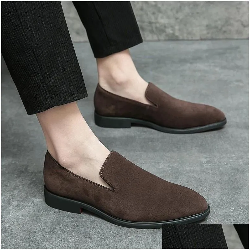 Dress Shoes Spring Italian Designer Brand Suede Leather Business Office Mens Brown Nightclub Party Loafers Drop Delivery