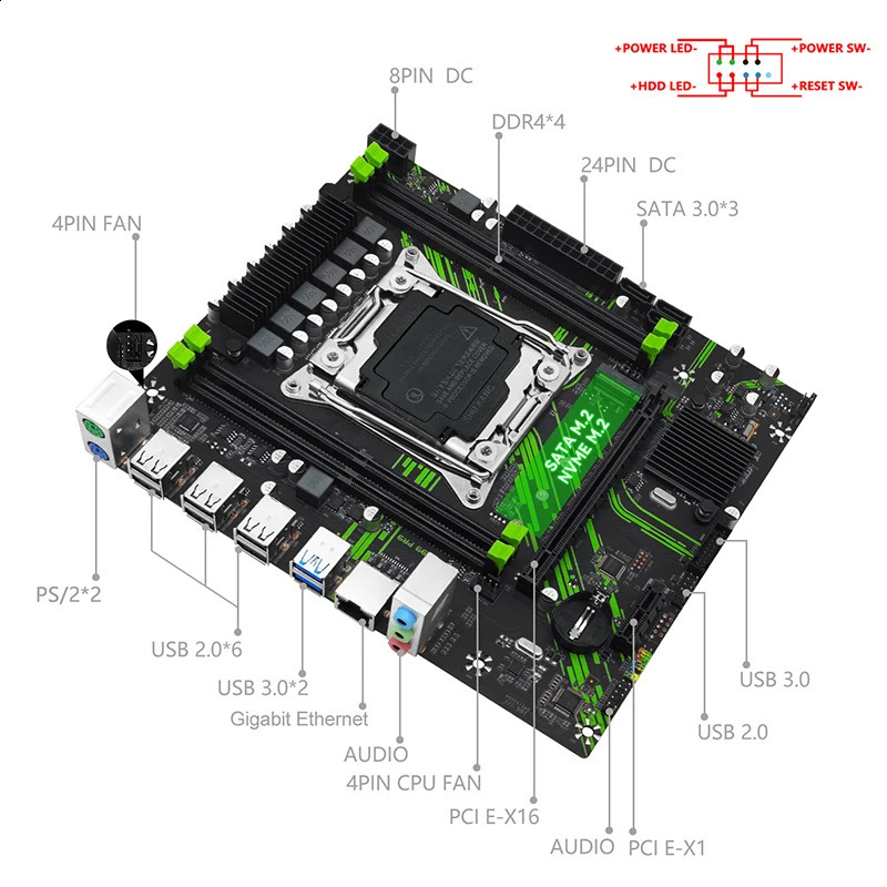X99 motherboard kit with Intel Xeon E5 2680 V3 CPUDDR4 8GBx2 213Hz dual channel RAM computer combination X99 PR9 240909