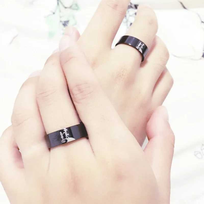 Stainless steel couple ring Halloween Jack and Sally lover ring engagement wedding ring party jewelry W240912