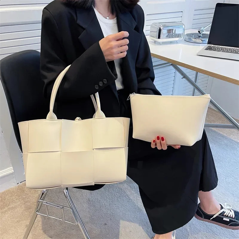 fashion large capacity woven wallet leather shopping handbag y er beach bag Bolso Handtasche Damen 240904 ca63