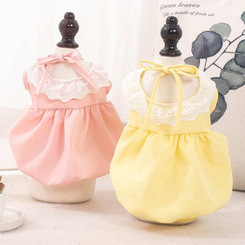 Spring Summer Cute Pumpkin lace Princess Dress Yorkshire Marzis Dog Cat Pet Clothes
