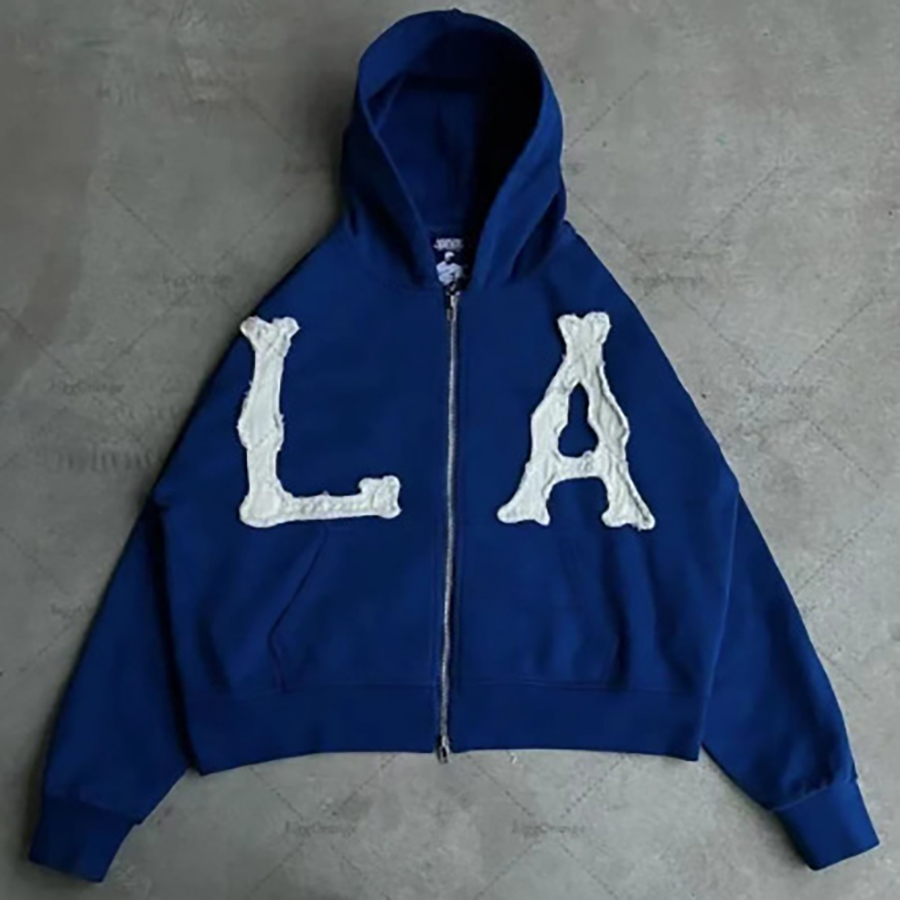 Men's Hoodies European And American Letter Embroidery Oversized Hoodie Women Y2K High Street Couple Coat Retro Loose Zipper Sweatshirt Men