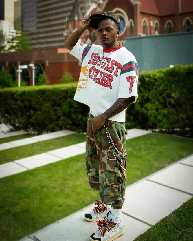Y2K hip-hop trendy American high-end pure cotton round neck T-shirt Gothic print casual punk training football uniform 240910