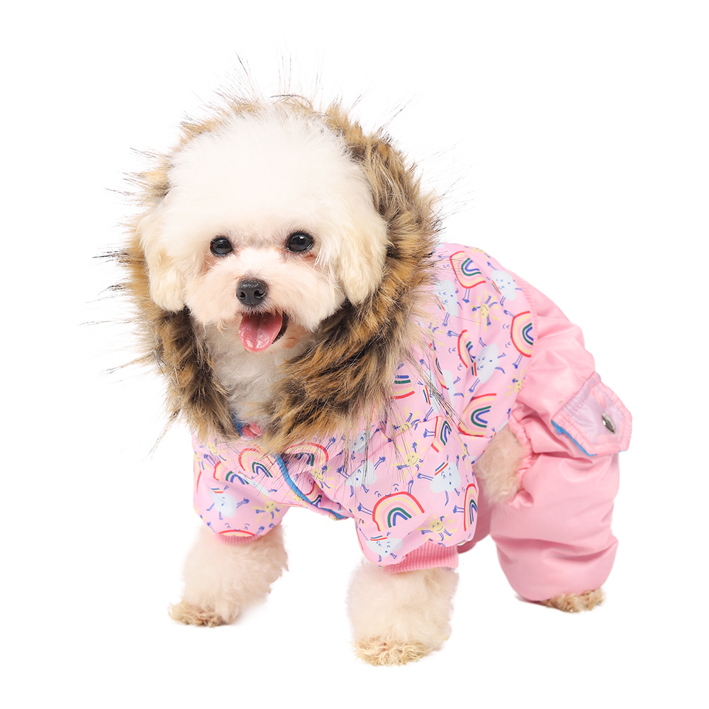 New Rainbow Cotton Hooded Warm Winter Thickness Pet Dog Clothes Cat Puppy Dogs Coat Jackets Jumpsuit From S-XL For small dog