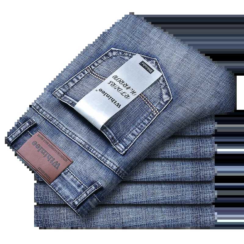 New Business Mens Jeans Casual Straight Stretch Fashion Classic Blue Black Work Denim Trousers Male Brand Clothing W250118
