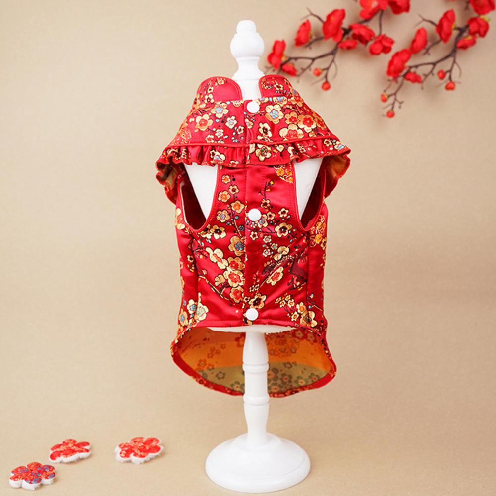 1Pc Soft Dog Tang-Suit Exquisite Buckle Breathable Pet Dress Stand Collar New Year Tang-Style Pet Dog Cheongsam Pet Supplies