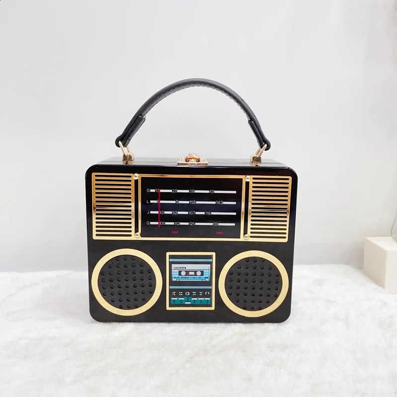 Vintage Radio Acrylic Bags For Women Box Shaped Clutch Purses and Handbag Elegant Evening Party Shoulder Crossbody Bag 240906 bb6c 4