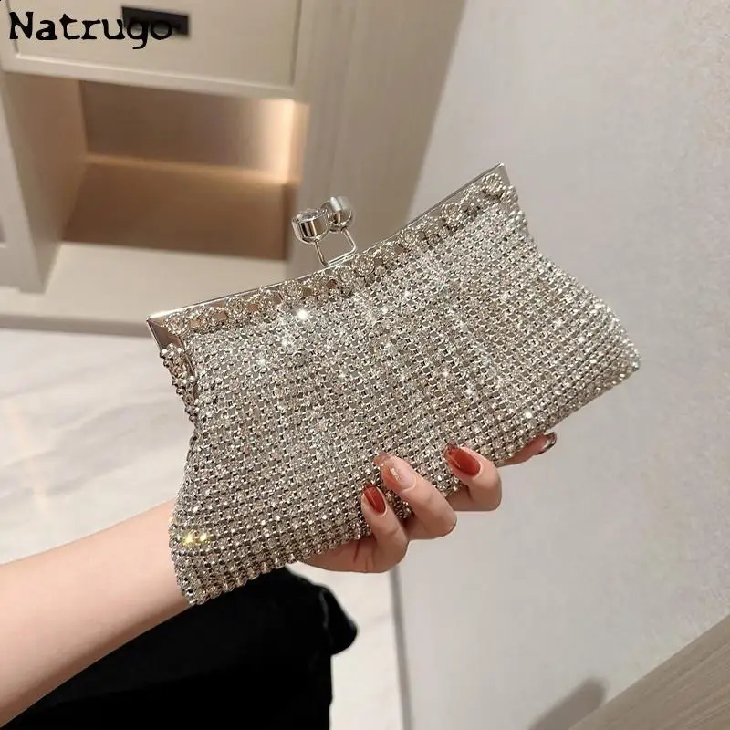 Womens elegant party y rhinestone clutch bag wedding wallet dance handbag womens shoulder cross body 240910