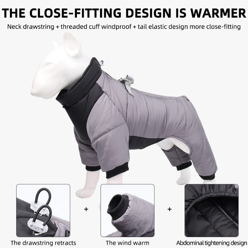 Winter Waterproof Pets Clothes Warm Thicken Dog Jacket with D Ring Puppy Coats for Small Medium Dogs Jumpsuit Chihuahua Overalls