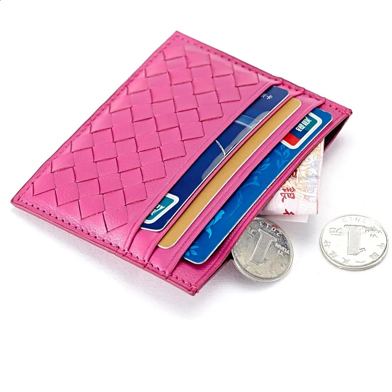Alirattan Ultra Thin Sheepskin Card Case Portable For Women Multi Slot Bus Card Bag Mens Woven Certificate Bag Wholesale 240912