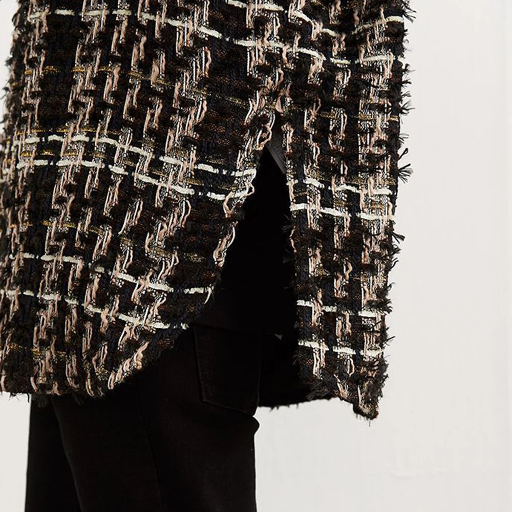 Mens Autumn Gold Thread Tweed Braided French Coat Genderless Tassel Retro Casual Loose Fashion Trend Jacket Unisex 240911