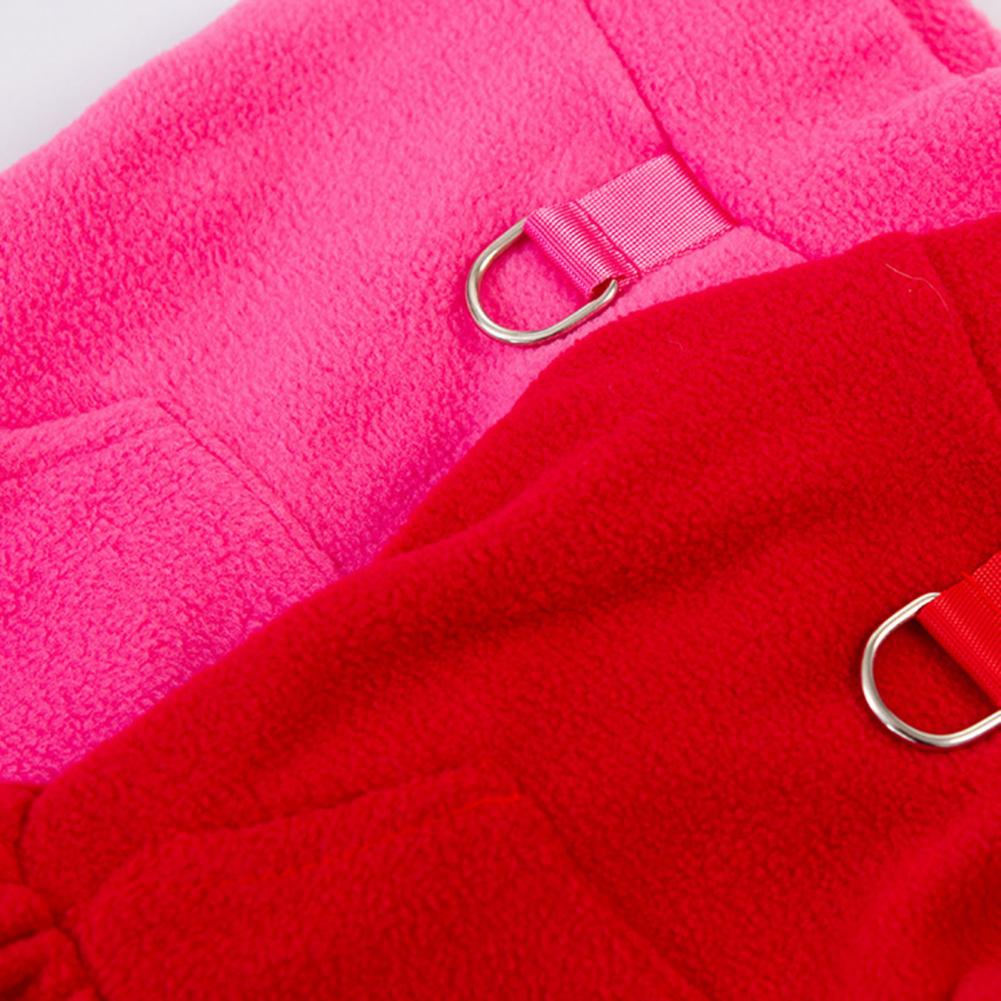 Winter Dog Dress Solid Color D-shaped Ring Pleated Hem Puppy Dress Thick Fleece Sleeveless Two-legged Small Medium Dog Clothes