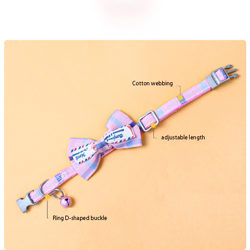Bow Cat Collar Adjustable Plaid Cat Collars with Cute Bow and Bell To Prevent Lost Pet Collars for Cats and Puppies Accessories