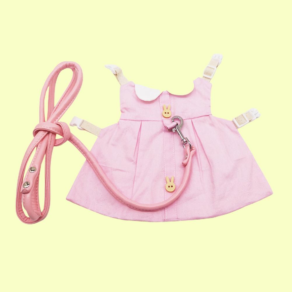 1 Set Pet Rabbit Princess Pink Clothes Hat Jewelry Costume Fine Workmanship Fabric Cartoon Pattern Adjustable Bunny Dress
