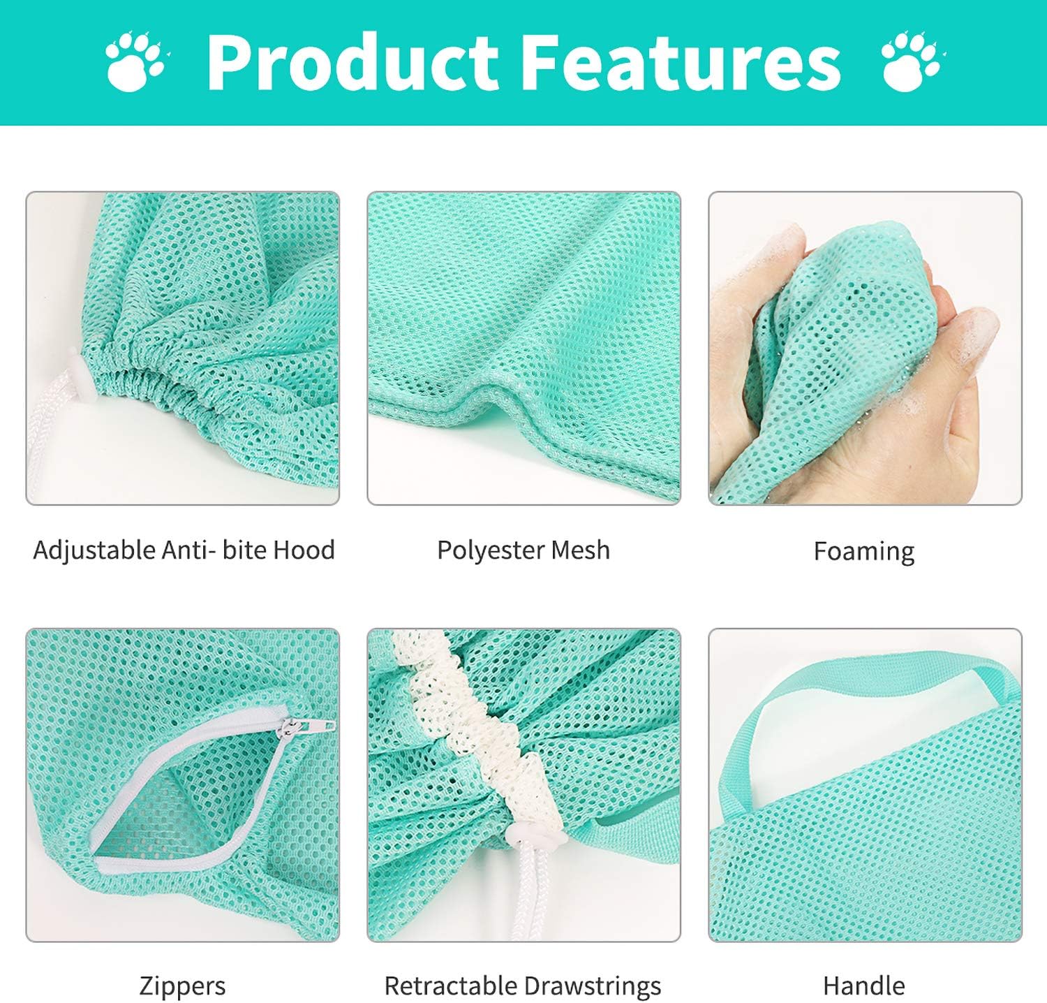 Cat Grooming Shower Bag Mesh Polyester Wash Mesh Bags Adjustable Cats Restraint Bag Prevent Scratching For Bathing Nail Trimming