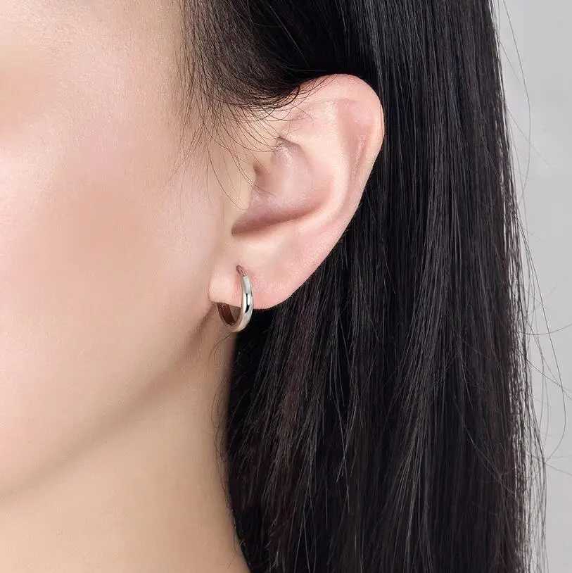 5 Sizes 925 Sterling Silver Simple Stackable Circle Ear Buckles Classic Basic Gold Color Hoop Earrings For Women JewelryX2409