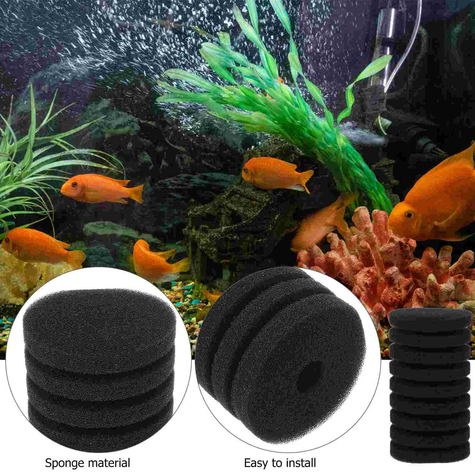2 Pcs Mini Filter Replacement Cotton Strainer Sponge Automatic Fish Tank Aquarium Accessory Black Practical