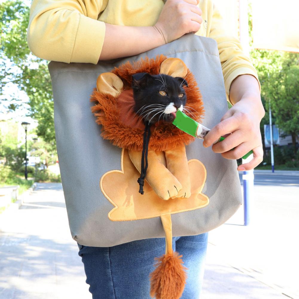 Cat Carrying Traveling Bag Pet Carrying Bag Large Capacity Drawstring Hole Lion Modeling Pet Dog Pet Supplies