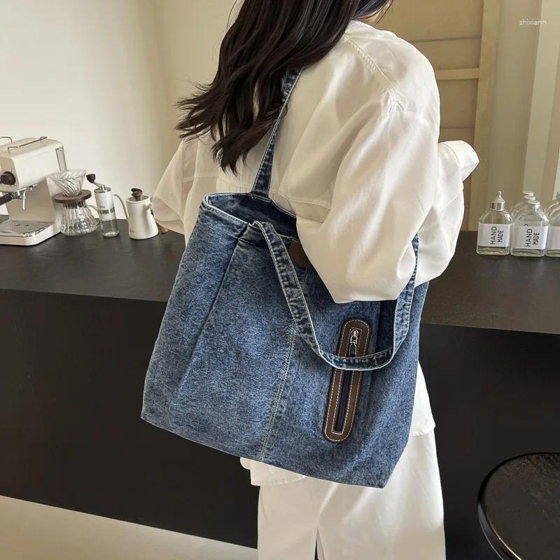 2025 NEW Totes Black Denim Women's Bag Jeans Handbag Canvas Shoulder Shopping Messenger Y2K Eco Korean Tote Chic Side zhanyishengli