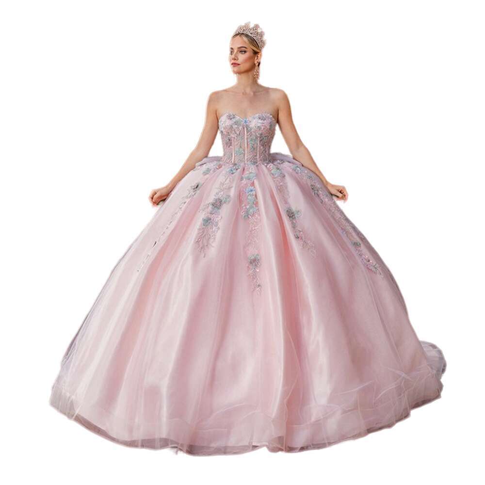 Princess Sweet 15 16 Dresses, Ball Ral Quinceanera Dresses 2024, Strapless, Corset Party Gown , Tail, Birthday Prom