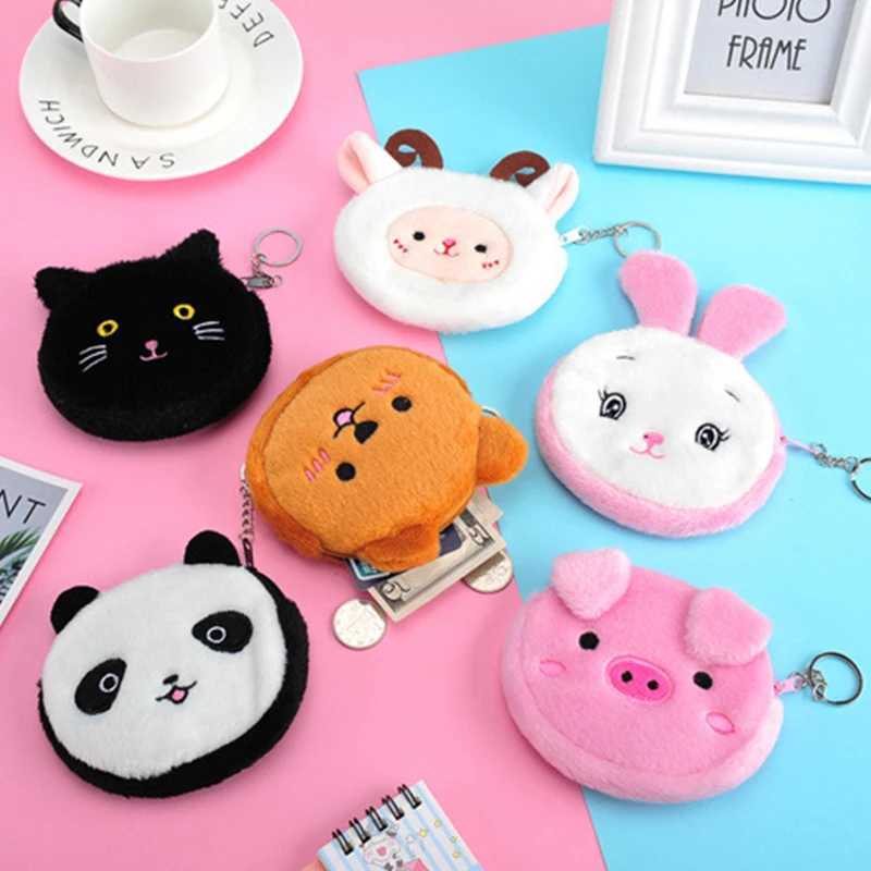 Animal Coin Purse Zipper Wallets Free Shipping Items Women Medero Carto Plush Cute Creative Small Purse With KeychainXJ241111