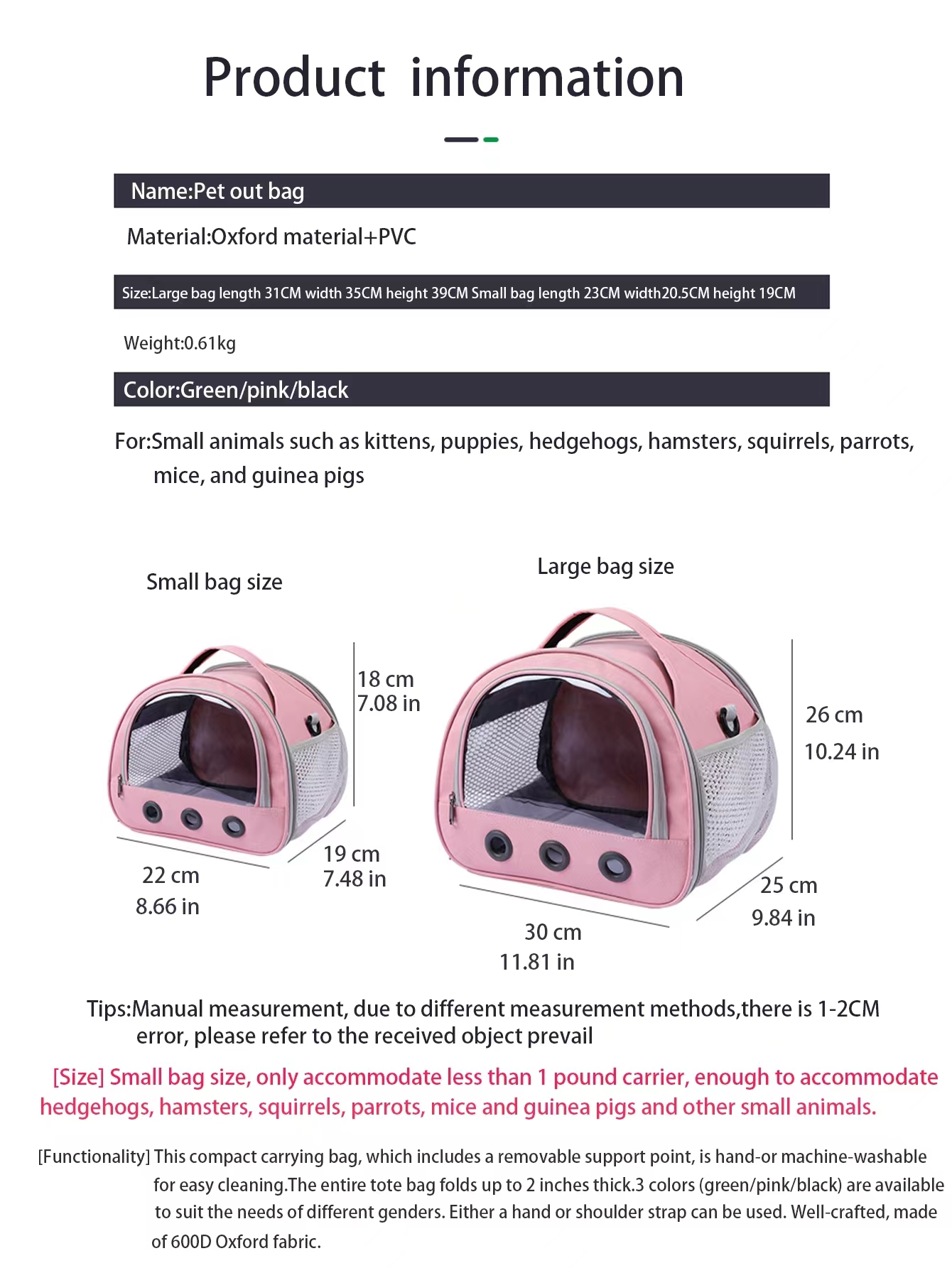 Cat Dog Bird Rabbit Carrier Bag With Thick Cotton Cushion Pet Aviation Backpack Anti-suffocation Portable Travel Bag Pet Dog Bag