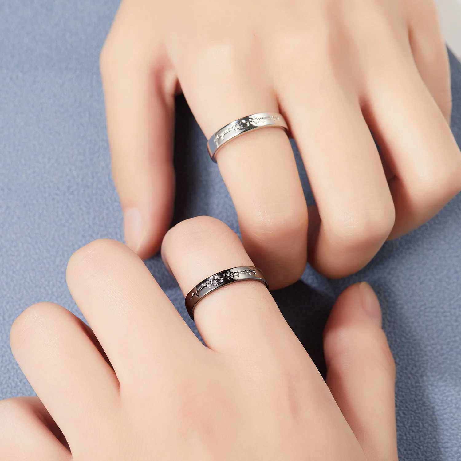 Classic Sun Moon Open Couple Ring Mens Romantic Black and White Matching Finger Ring Set Jewelry Wedding Anniversary Gift W250207