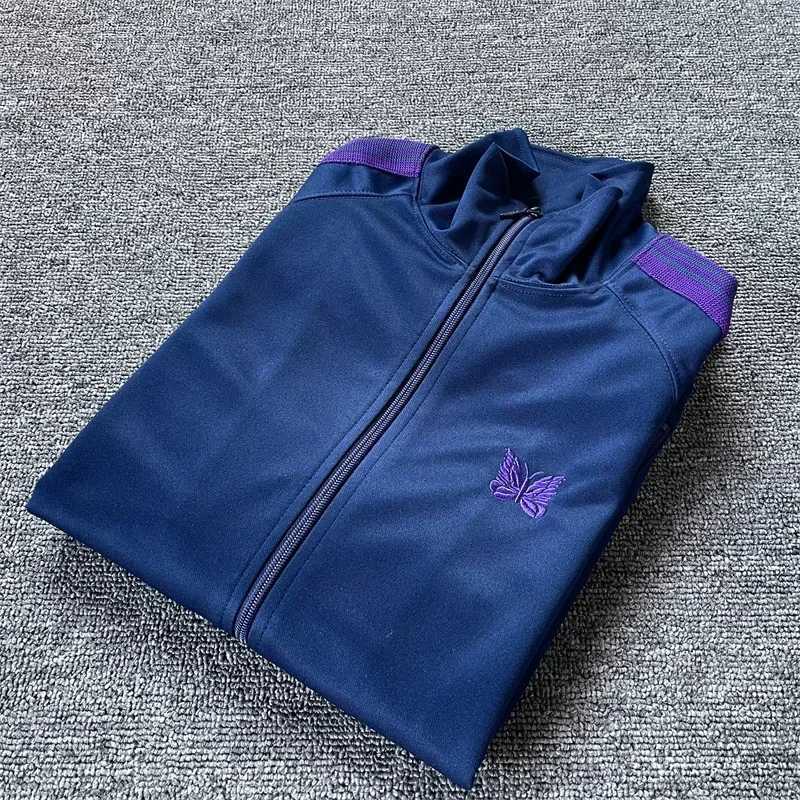 Men's Jackets Best quality knitted striped track jacket womens loose casual and fashionable butterfly embroidered jacket with label green blue bl