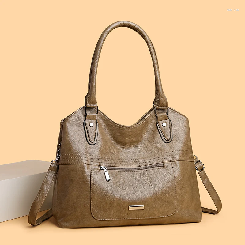 Totes High Quality New Soft Leather Large Capacity Women Fashion Ladies Handbags Shoulder Crossbody Bags For
