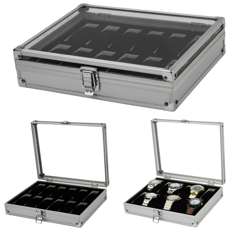 Vansiho 6101224 grid aluminum alloy watch box is used for picking up watches and storing display boxes with multiple slots 240911
