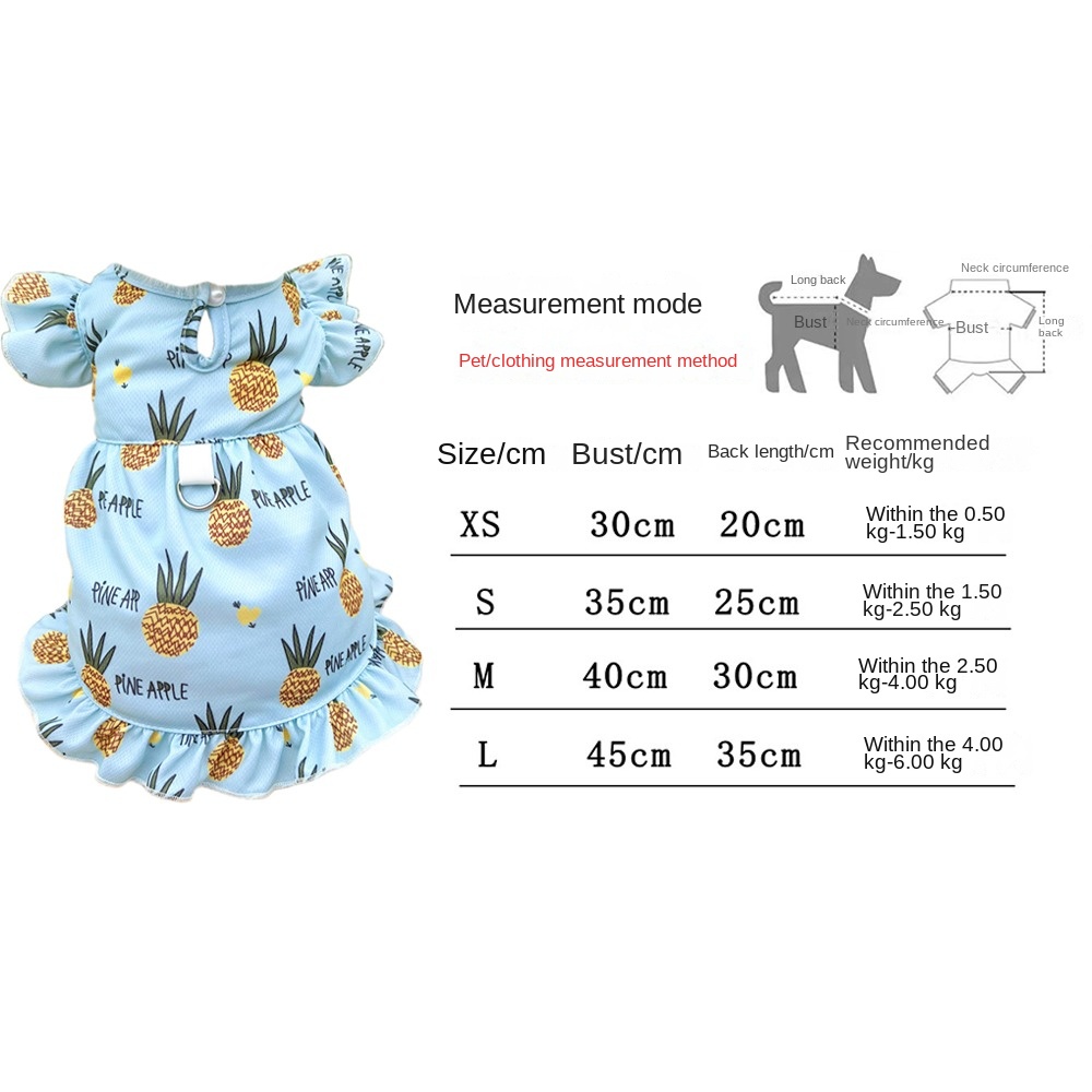 Fashion Cotton Dog Dress Fruit Pattern Breathable Puppy Printing Vest S/M/L Pet Clothes Cat Dog Puppy