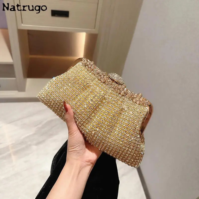 Womens elegant party y rhinestone clutch bag wedding wallet dance handbag womens shoulder cross body 240910