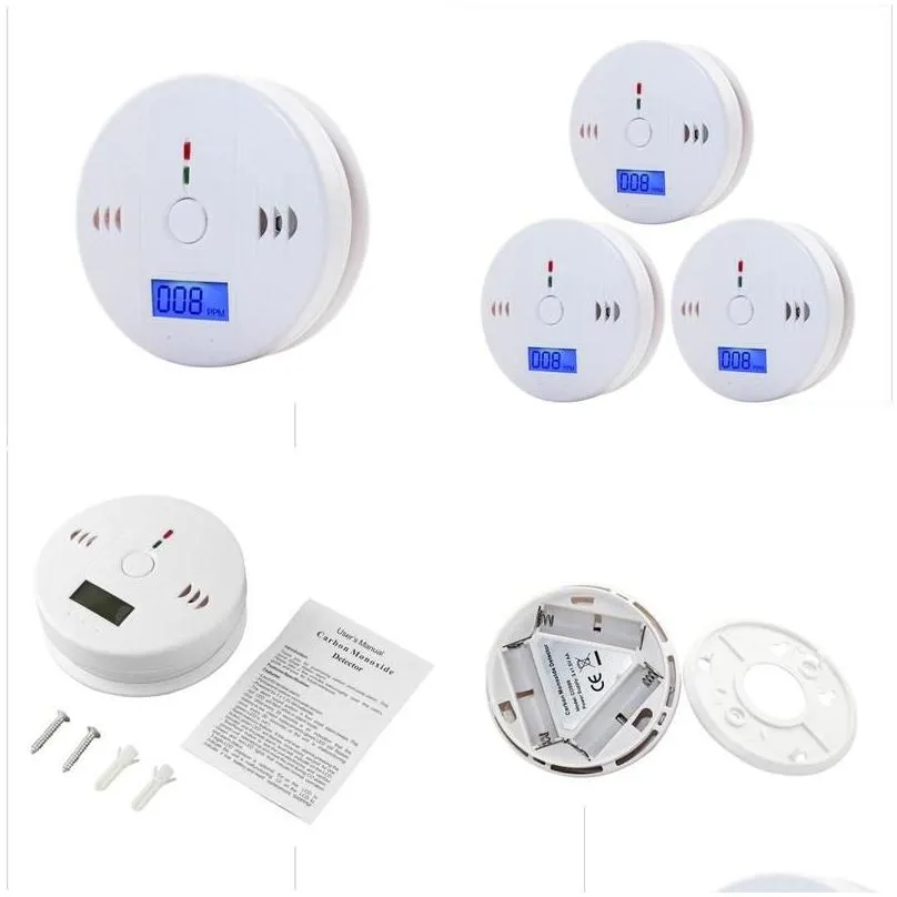 wholesale Carbon Analyzers Wholesale Co Monoxide Tester Alarm Warning Sensor Detector Gas Fire Poisoning Detectors Lcd Display Security Survei 123
