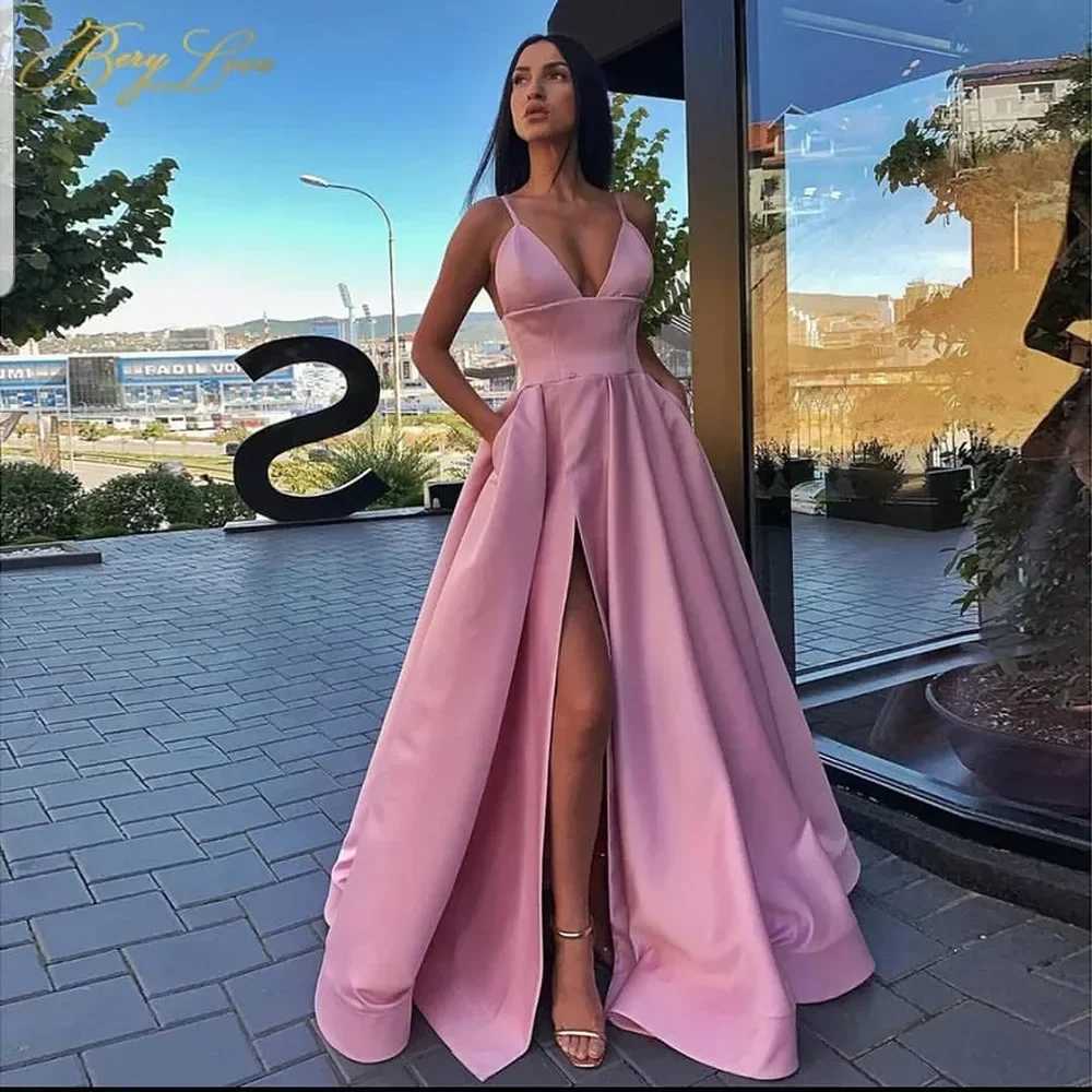 Elegant Stap V Neck High Waist Corset Slit Party Cocktail Maxi Dress Graduation Long Robe Gown Women Sexy Summer Evening DressX240912