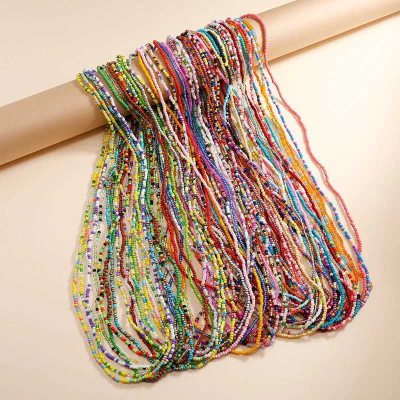 Wen New Simple Fashion Handmade Bead Chain Bead Body Chain Full Color Elastic Waist Chain BD7052 X250410
