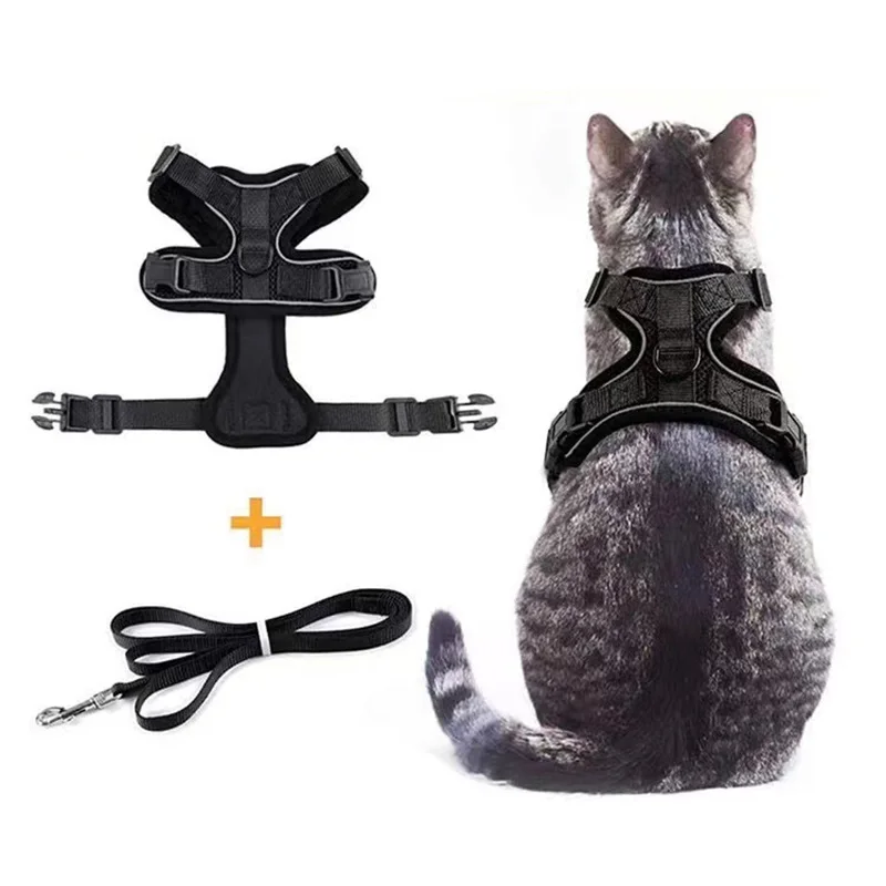 Breathable Cat Harness Leash Set Escape Proof Pet Harness Vest For Cats Small Dogs Reflective Walking Lead Leash Cat Accessories - view 7