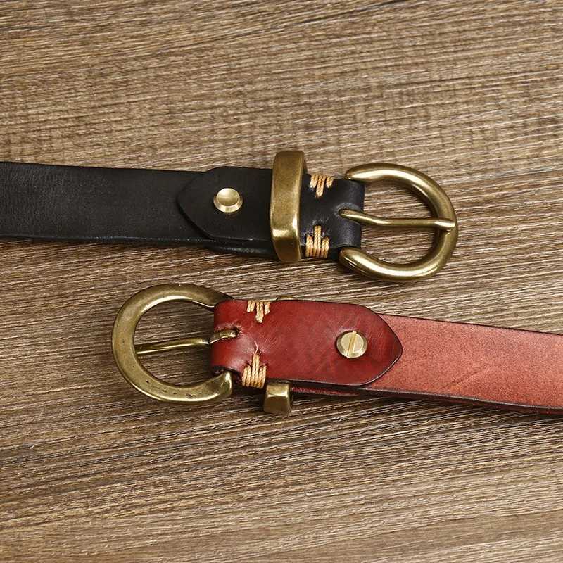 2.8CM thick genuine leather womens belt copper buckle vintage denim fully matched casual jeans womens belt high-quality W240912