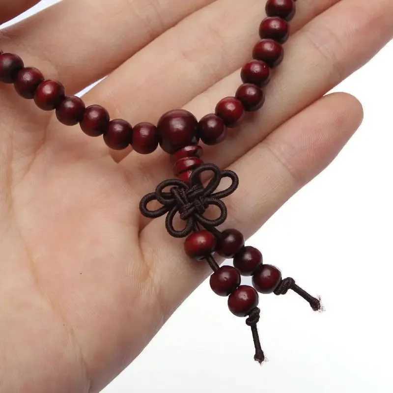 9 Styles 6mm Natural Sandalwood Buddhist Buddha Wood Prayer Beaded Knot black ebony Unisex Men Bracelets Bangles for WomenX240912