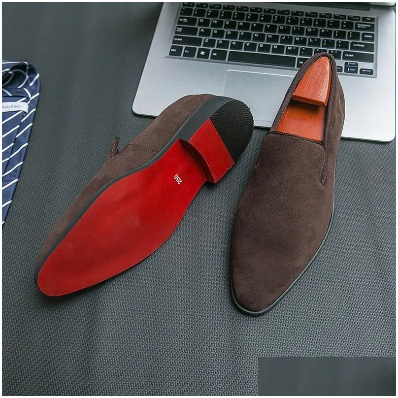 Dress Shoes Spring Italian Designer Brand Suede Leather Business Office Mens Brown Nightclub Party Loafers Drop Delivery