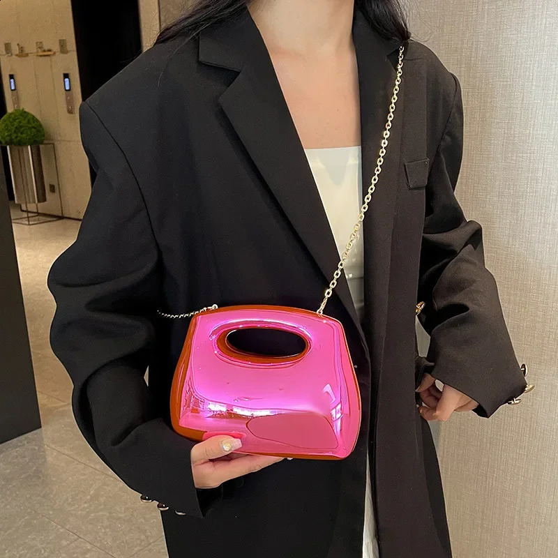 Golden acrylic womens homeless bag y ner transparent beach handbag dinner party wedding circular top handle evening clutch wallet 240910