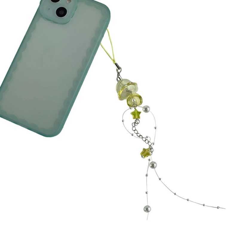 652F Y2K Jellyfish Phone Charm Keychain Crystal Star Pearl Phone Chain Unique Edge Phone Hanging Rope W240911