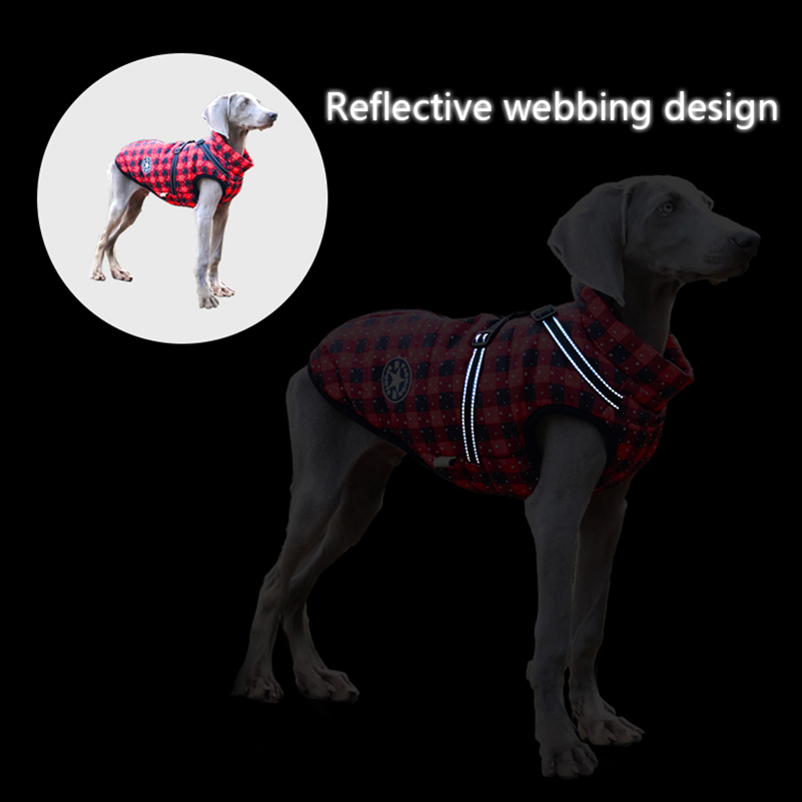Christmas Large Dogs Coat Warm Dog Jacket Puppy Clothes Waterproof Pet Costume Reflective Labrador Pug French Bulldog Apparels