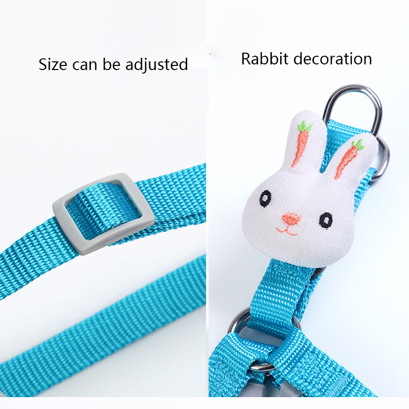 Cat Harness and Leash Set with Bunny Decoration Adjustable Cute Pet Harness with Matching 120cm Webbing Leash for Pets Traveling