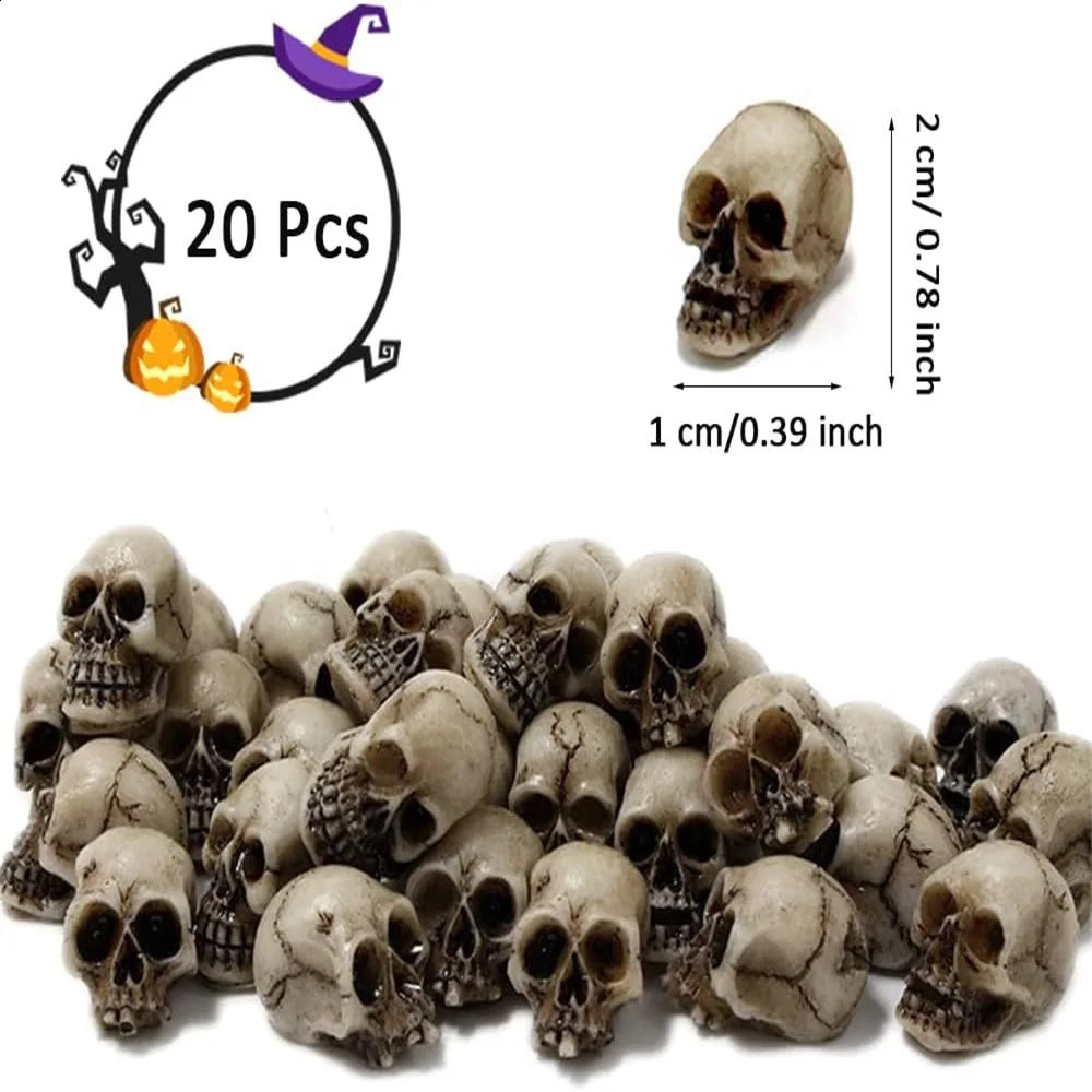 20pcs Mini Skulls Halloween Garden Decoration Bonsai Courtyard Ornam Small Skeleton Head Flowerpot Decor Realistic Skull Crafts 240904