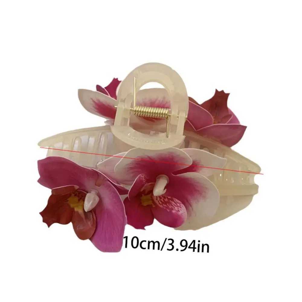 Cloth Flower Hair Claw Butterfly Orchid Bohemia Barrettes Large Shark Clip Korean Style Headwear Grab Clip Orchid Hair ClipX240912